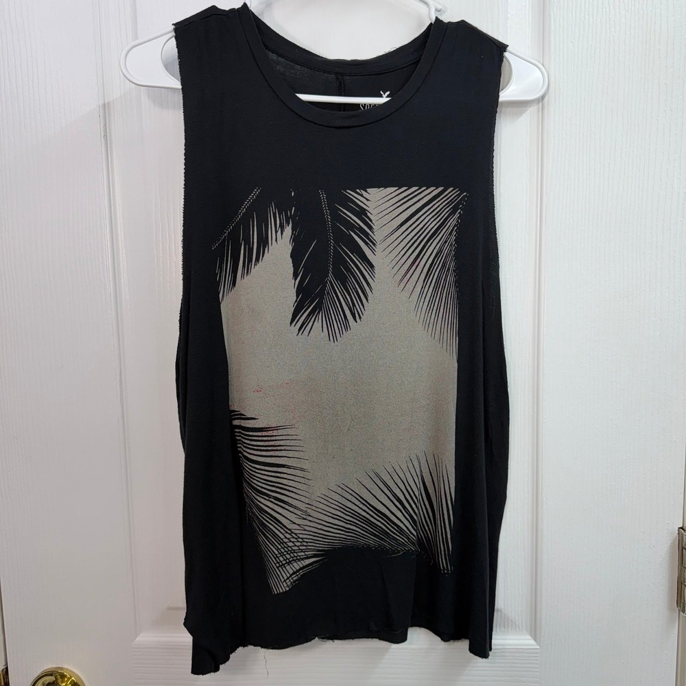 American Eagle black tropical lightweight sleeveless split hem stretch‎ shirt XS
